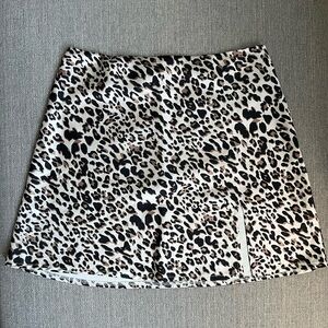 Princess Polly Yates Leopard Satin Slit Mini Skirt